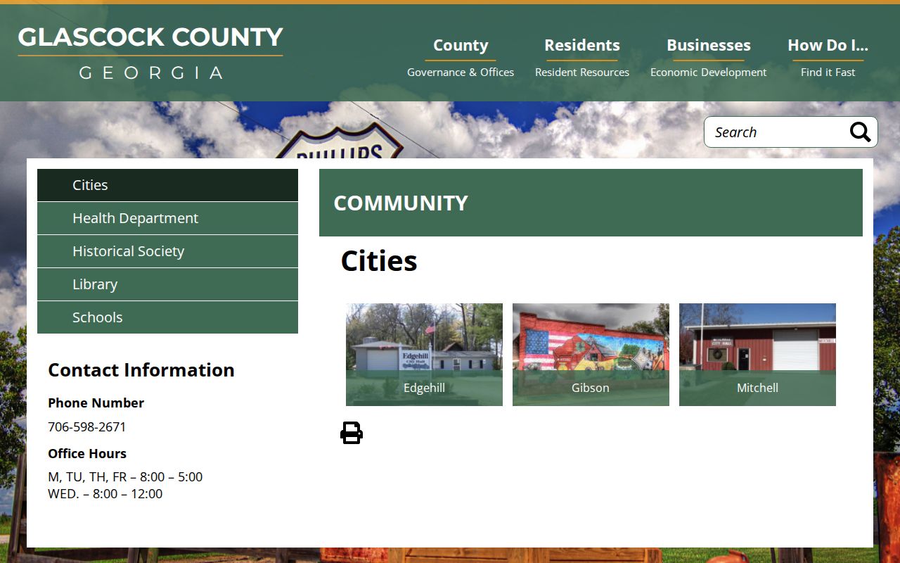 Official Glascock County city map context for Gibson busted mugshots