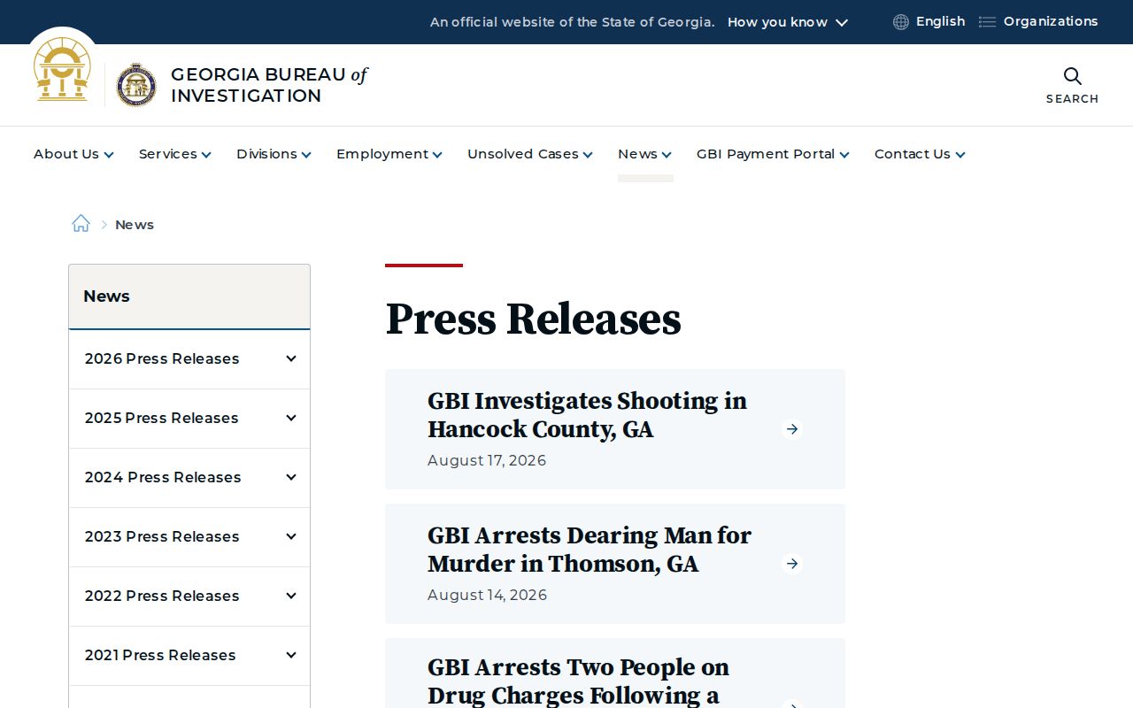 Georgia Bureau of Investigation official press releases for Glascock County events