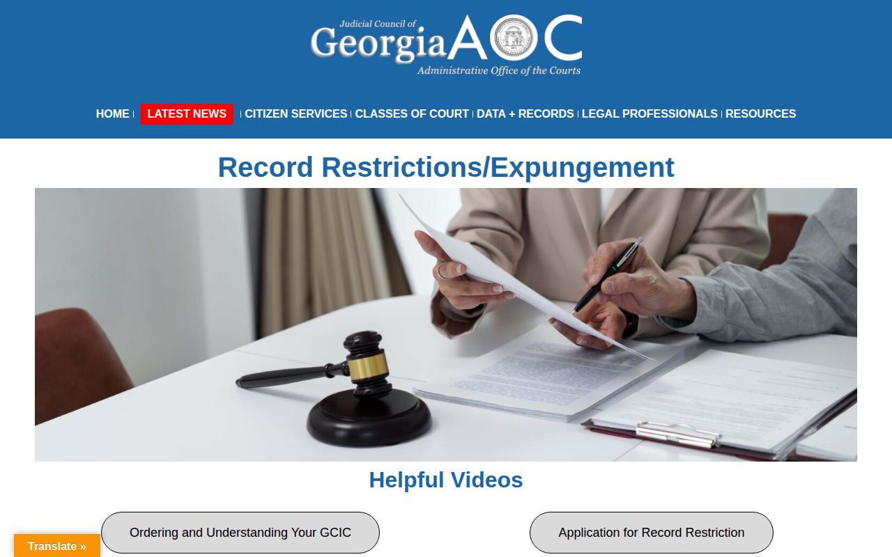 Georgia Courts record restriction resources for criminal case follow-up